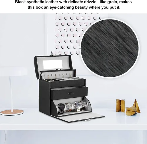 Vista 5 de Homde Paquete organizador de joyería una caja de exhibición de joyas con colgador de reloj y una caja de reloj con estación de carga para smartphone