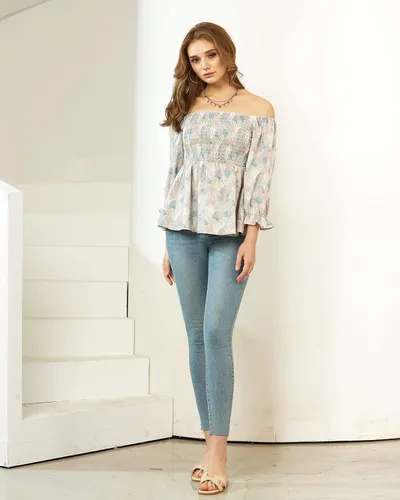 Vista 5 de noflik Blusa tipo babydoll con volantes y volantes para mujer