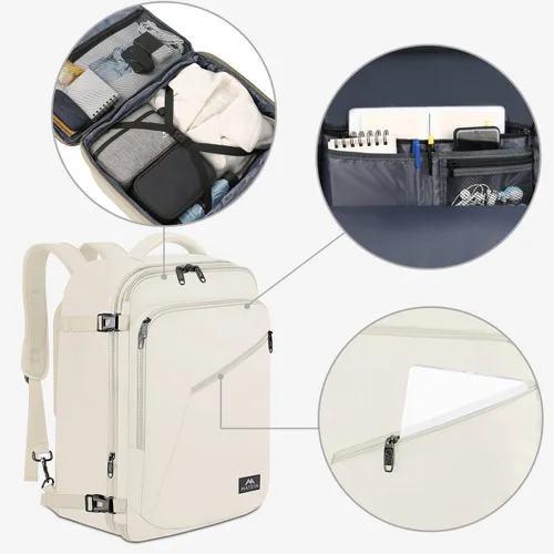 Vista 4 de MATEIN Mochila de viaje grande para mujer, mochila ligera de mano y correas de hombro ocultas, mochilas antirrobo impermeables para vuelo, mochilas