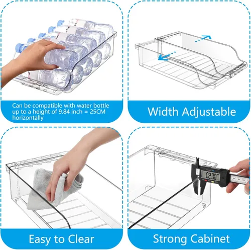 Vista 8 de Organizador de latas de soda ajustable de ancho transparente para refrigerador, dispensador de latas de soda expandible para cerveza, seltzer, Pop