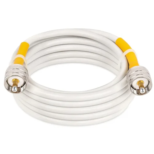 Vista 7 de MOOKEERF RG8x Cable de puente 1m, paquete de 2 cables coaxiales CB de 50 Ohm, cable de antena de baja pérdida UHF PL259 macho a macho, blanco marino