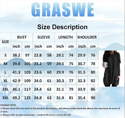 Vista 2 de GRASWE Sudadera casual de manga larga con cuello redondo para mujer, color liso, ajuste holgado