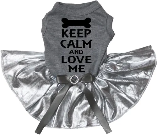 Vista 3 de Petitebella Keep Calm and Love Me - Vestido para cachorro (negro/dorado, talla XS)
