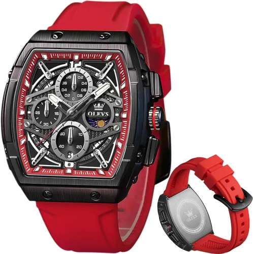 Vista 12 de OLEVS Men Watches Business Dress Chronograph Big Square Quartz Analog Male Watch Silicone Strap Waterproof Date Gift Mens Wrsit Watch Silver