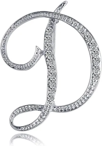 Vista 9 de ETHOON Broche de letras con inicial de diamantes de imitación para mujer, manualidades, plateado A-Z
