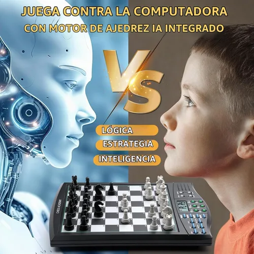 Vista 2 de Talking Chess Academy con sistema de enseñanza de voz, juego de ajedrez electrónico con piezas magnéticas fuertes, tablero de ajedrez electrónico