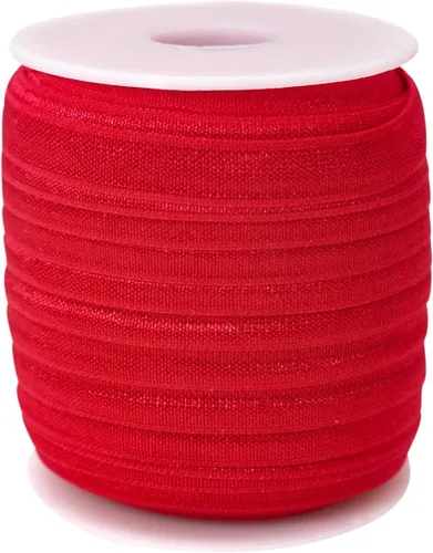 Vista 2 de Banda elástica de satén para coser de 3/8 pulgadas, rollo de cinta elástica brillante con cordón elástico plano para ligar el cabello, diadema