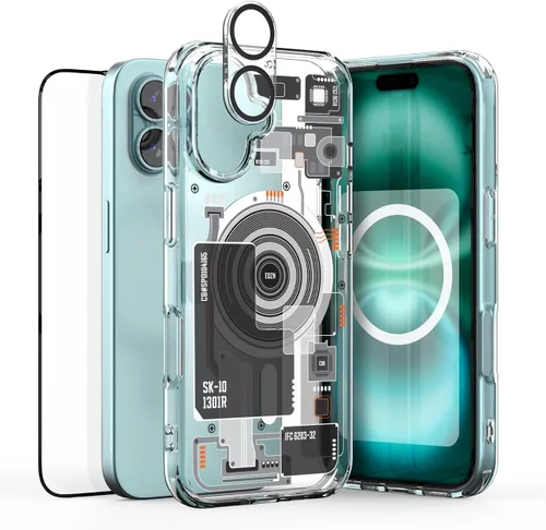 Vista 12 de Compatible con iPhone 15 Pro, parte trasera de policarbonato transparente + funda de parachoques de TPU, compatible con MagSafe, esquinas que