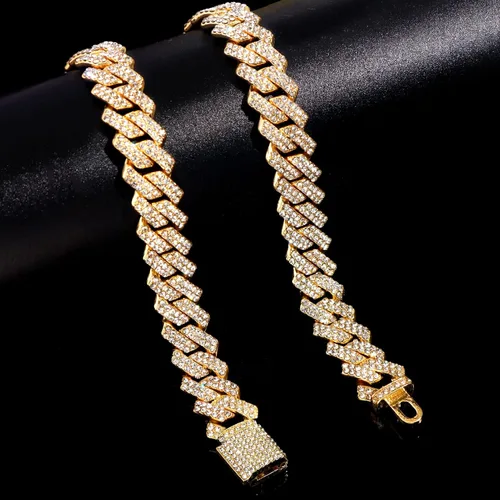 Vista 8 de Cadena de eslabones cubanos de 0.55 pulgadas para hombre, collar de cadena de eslabones cubanos de Miami, pulsera para hombres y mujeres, cadenas