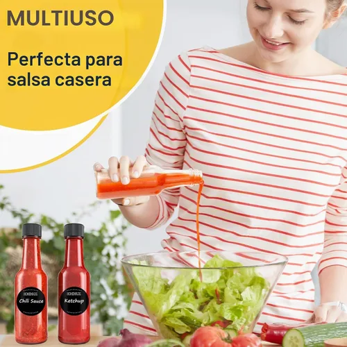 Vista 6 de gmisun - Mini botellas de salsa picante de 3 onzas, paquete de 24 botellas de jengibre con cápsulas retráctiles, mini botella de vino de vidrio