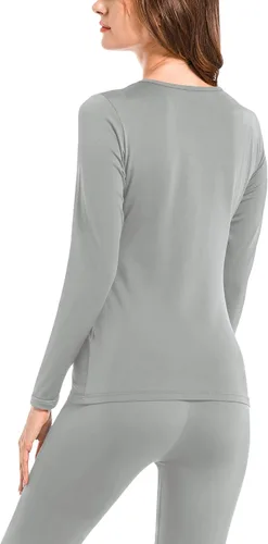 Vista 2 de Conjunto de ropa interior térmica para mujer capa base de forro polar de poliéster suave parte superior e inferior de pantalones largos