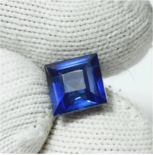 Vista 3 de Piedras preciosas naturales de zafiro azul, cristales curativos de zafiro, piedra energética cuadrada, fabricación de joyas, cristales azules