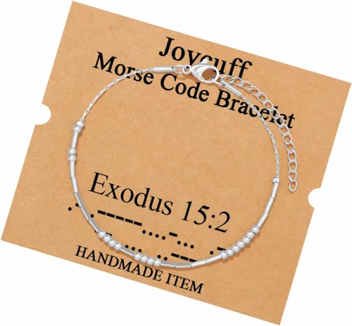 Vista 56 de JoycuFF Pulseras inspiradoras de código morse para mujeres, cuentas de plata, joyería con mantra de motivación, regalos para ella