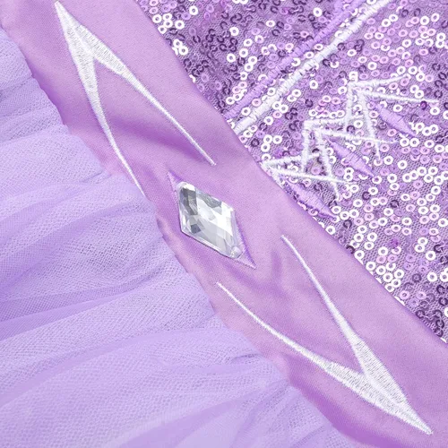 Vista 4 de Ohlover Disfraz de princesa con lentejuelas para niñas pequeñas fiesta de nieve disfraz de Halloween
