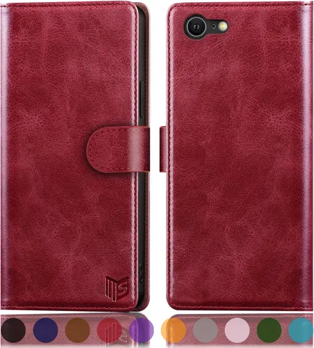 Vista 9 de SUANPOT para iPhone 7/8/SE2/SE 3rd 2020/2022 4.7" Funda tipo cartera con bloqueo RFID y soporte para tarjeta de crédito, Libro tipo Flip de piel