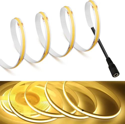 Vista 26 de MDee】Tira de luces LED COB de 3000K blanco cálido 1.64 pies/0.5m 5V cinta de luces LED flexibles CRI 90+ 800LM/m 320LEDs/m para decoración