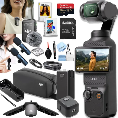Vista 11 de DJI Osmo Pocket 3 Cámara Gimbal, Bundle con Power Bank, Estuche de Transporte, Protector de Pantalla, Tarjeta de Memoria de 64GB y Lector