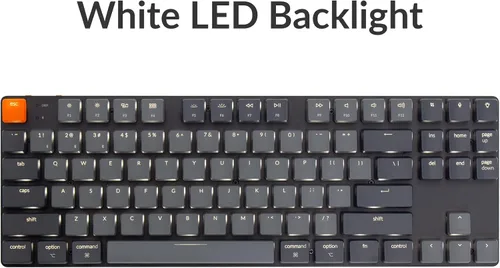 Vista 7 de Keychron Teclado mecánico con cable Bluetooth inalámbrico y USB con diseño sin llave de 87 teclas con interruptor marrón Gateron de perfil bajo