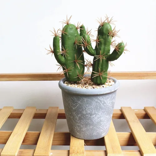 Vista 5 de HinyoCo 6 piezas de cactus artificiales de imitación de cactus, arreglo floral, material vegetal verde para decoración del hogar y la oficina
