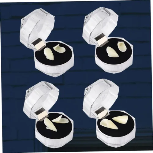 Vista 8 de EXCEART 4 pares de colmillos falsos de vampiro para cosplay, dientes falsos simulados, colmillos realistas, dientes de hombre lobo, colmillos