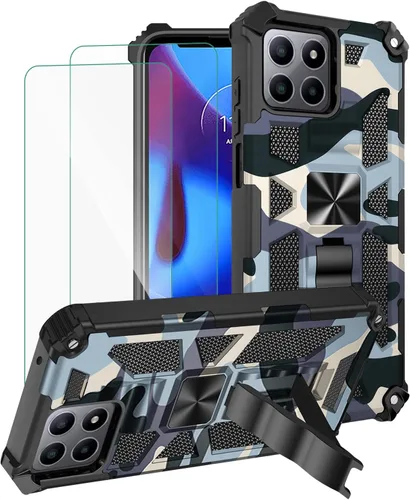 Vista 8 de Funda para Boost Mobile Celero 5G Plus (solo versión Plus), con 2 protectores de pantalla, grado militar, función atril con soporte magnético