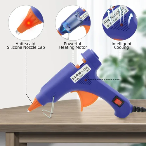 Vista 3 de Pistolas de pegamento caliente con 20 barras de pegamento, mini kit de pistola de pegamento termofusible para manualidades, pistola de pegamento