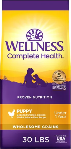 Vista 12 de Wellness Complete Health Alimento seco para cachorros, pollo, salmón y avena, bolsa de 5 libras