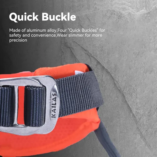 Vista 7 de KAILAS B4 Arnés de escalada en roca para hombre, arnés de techo, cinturón de seguridad, equipo de escalada ajustable, alpinismo, ligero Naranja