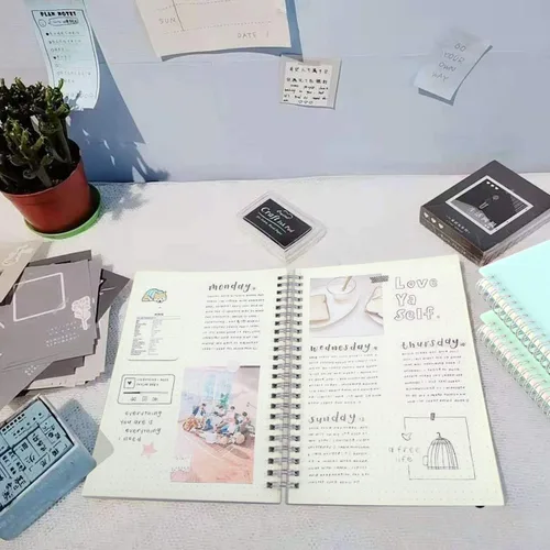 Vista 7 de Paquete de 3 cuadernos con espiral y viñetas punteadas A5 con papel grueso de 120 gsm, cuaderno de cuadrícula de puntos con espiral con tapa dura