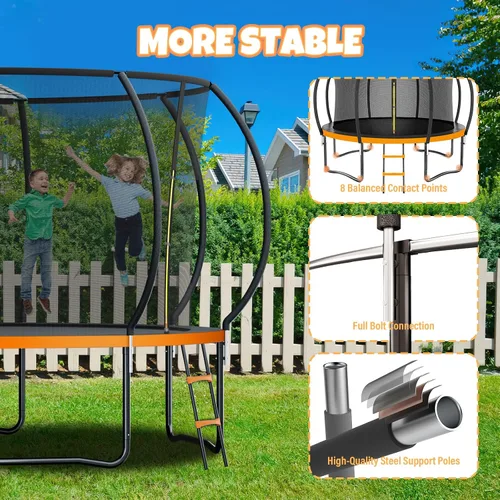 Vista 2 de Kiivakii Outdoor Trampoline Naranja + aro de baloncesto