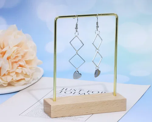Vista 2 de Shapenty Mini dije de corazón de acero inoxidable con cuentas a granel para collares, aretes, pulseras, llavero, fabricación de joyas, proyectos