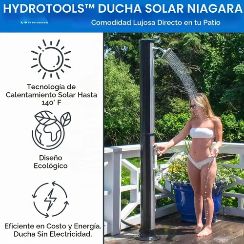 Vista 5 de SWIMLINE HYDROTOOLS - Ducha solar de lluvia Niagara de 7 pies para exteriores con tanque de 10 galones y lavado de pies Ducha solar Luxe con lavado