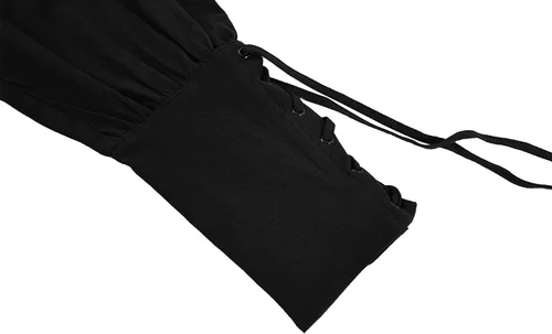 Vista 5 de Pantalones de tobillo medievales para niños y niños, disfraz de pirata vikinga, con cordones y bandas cónicas, pantalones góticos