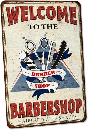 Vista 23 de Chico Creek Signs Letrero de barbería, decoración de salón, 8 x 12 pulgadas, aluminio, retro