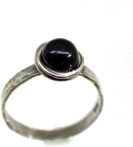 Vista 49 de Anillo de plata de ley con piedras preciosas para mujer, anillo apilable de piedra martillada, anillo de piedra natal