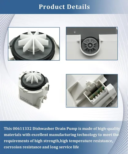 Vista 5 de 00611332 Piezas de repuesto para bomba de drenaje de lavavajillas compatibles con lavavajillas Bosch Kenmore Thermador, sustituye a AP4339596