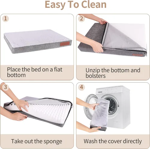 Vista 7 de Cama ortopédica para perros grandes y medianos, espuma para jaula de huevos, impermeable, funda lavable, almohadilla de espuma viscoelástica
