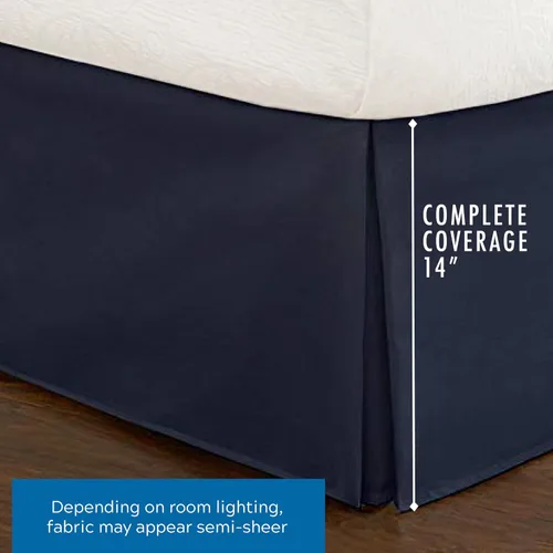 Vista 3 de Rodapié de popelina a medida para cama de Fresh Ideas, 14 pulgadas Azul marino