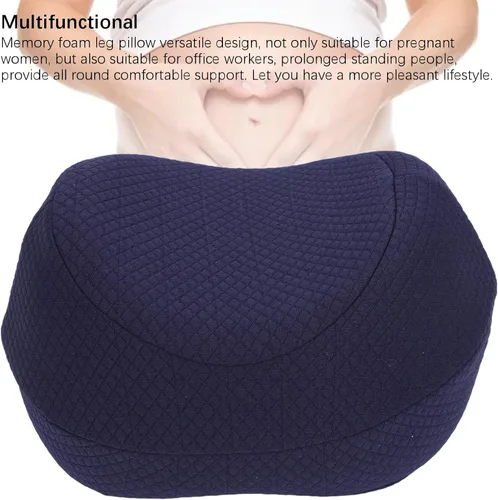 Vista 2 de Between Legs - Almohada lateral de espuma viscoelástica para la rodilla, funda extraíble, lavable, para dormir, para embarazo, ciática (azul marino)