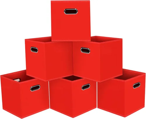 Vista 41 de Cubos de almacenamiento plegables negros, caja de almacenamiento de tela, cestas organizadoras con asas dobles para organizador del hogar (negro)