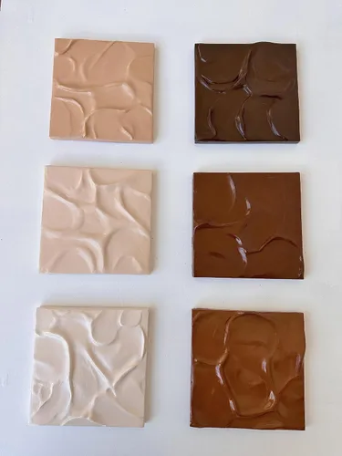 Vista 3 de Chocolate Chunks 3D Plaster Relief Wall Sculpture Tiles Acrylic, MDF Wood, Mixed Media,Abstract, Modern Design, Mix and Match (Dark Chocolate)