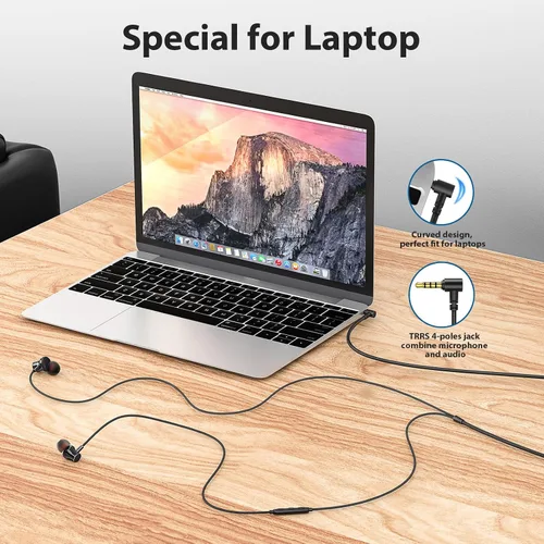 Vista 2 de Auriculares con Cable para Laptop PC Chromebook Aislamiento de Ruido Auriculares con Conector de Audio de 3.5mm Micrófono HiFi Estéreo Llamadas