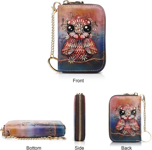 Vista 2 de APHISON RFID - Tarjetero, carteras para mujer. Funda para tarjetas de piel con cremallera para mujerniñaCaja regalo