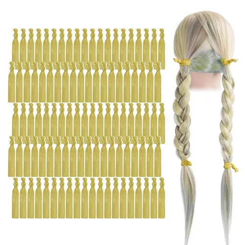 Vista 14 de MEEDEE Paquete de 100 lazos para el cabello, color negro, sin pliegues, nudos suaves para mujeres, sin daño, adecuado para colas de caballo, yoga