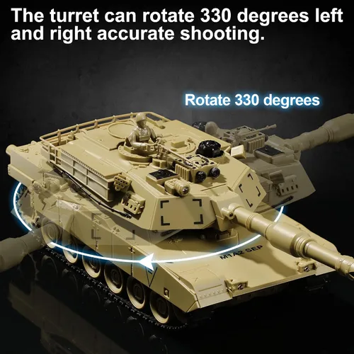 Vista 6 de Tanque de Juguete Militar RC, Tanque del Ejército M1A2 Abrams de EE.UU. con Control Remoto con Batalla IR, Vehículos Militares RC de 2.4Ghz