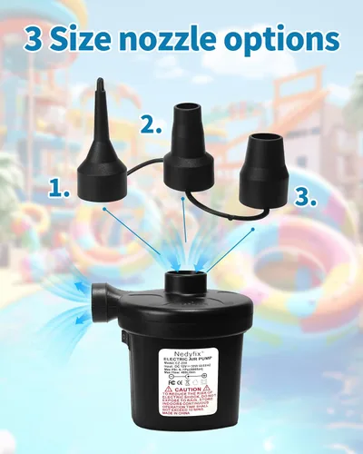 Vista 7 de Bomba de aire eléctrica inflable, bomba de inflado rápida portátil de 110 V AC/12 V CC con 3 boquillas, utilizada para barcos inflables, etc