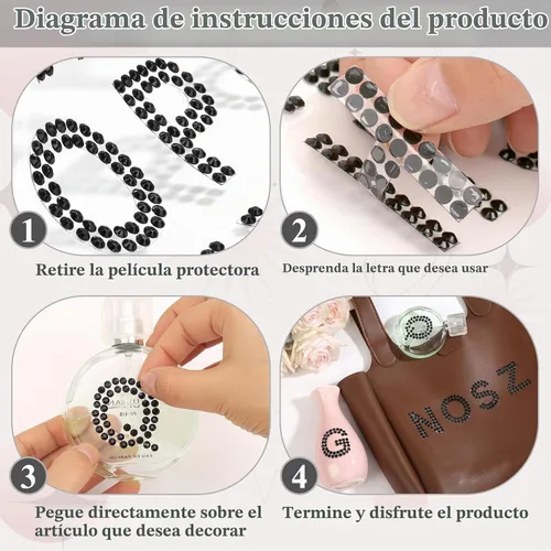 Vista 5 de 170 piezas de pegatinas de letras de diamantes de imitación, 5 hojas, pegatinas autoadhesivas de diamantes con brillo, alfabeto de diamantes de 1.57