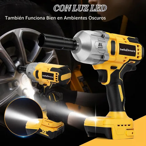Vista 5 de Llave de impacto inalámbrica bellaDimora compatible con batería Dewalt de 20 V