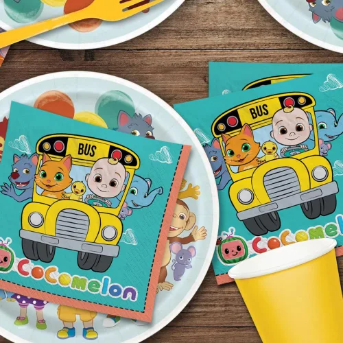 Vista 3 de Amscan Servilletas de papel Cocomelon para fiestas, 6.5 x 6.5 pulgadas, multicolor, paquete de 16