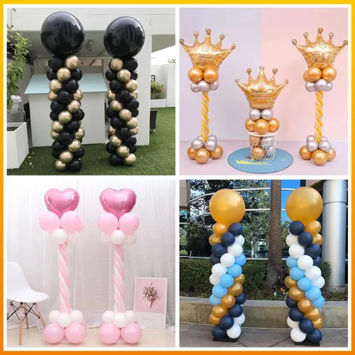 Vista 6 de IDAODAN - Juego de 2 columnas de globos y bomba de globo eléctrica, soporte de columna de globos con bomba de globos, soporte de torre de globos